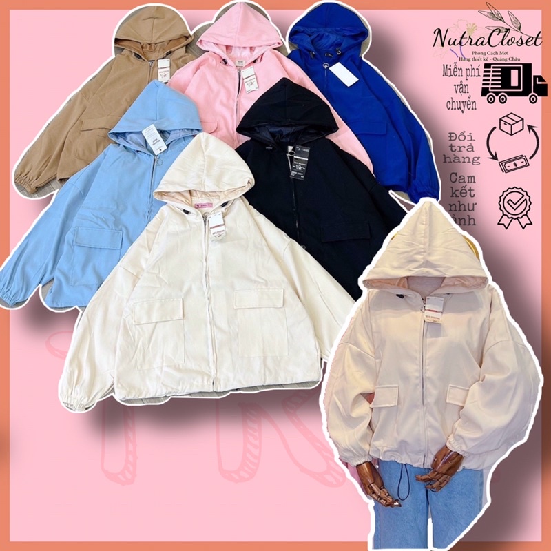 Áo khoác kaki trơn basic túi hộp kaki da lộn 2 lớp có nón unisex ulzzang nam nữ