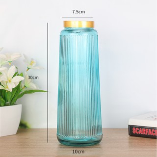 Bình hoa thủy tinh kẻ sọc cao 30cm cắm hoa siêu xinh - lọ hoa thủy tinh sọc