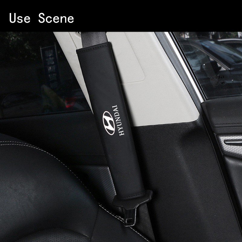 Đệm Bọc Dây Đai An Toàn Bằng Da Cho Hyundai I10 Getz Grand Starex Accent Elantra Atos Sonata Santa Fejet Tucson I40 Ioniqz Atster