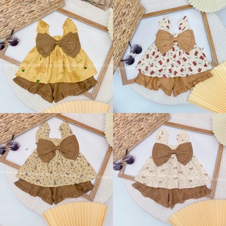 Bộ đũi tơ nơ ngực xinh xắn cho bé yêu