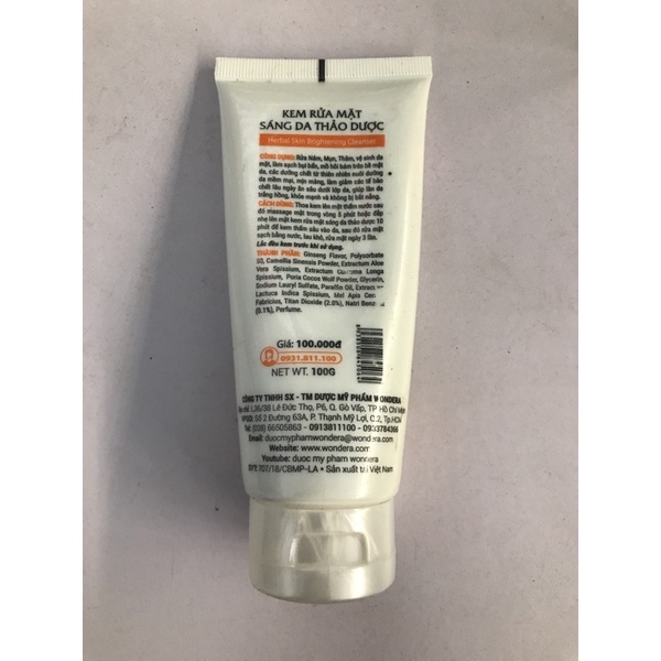 Kem rửa mặt nhân sâm Wondera 100g