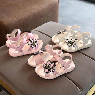 Giày sandal quai dán cho bé gái hình tai thỏ cute, giày đi học cho bé gái cute da mềm
