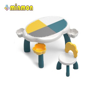Bộ bàn xếp hình lego MINMON hình bông hoa kèm 1 ghế - MM0027
