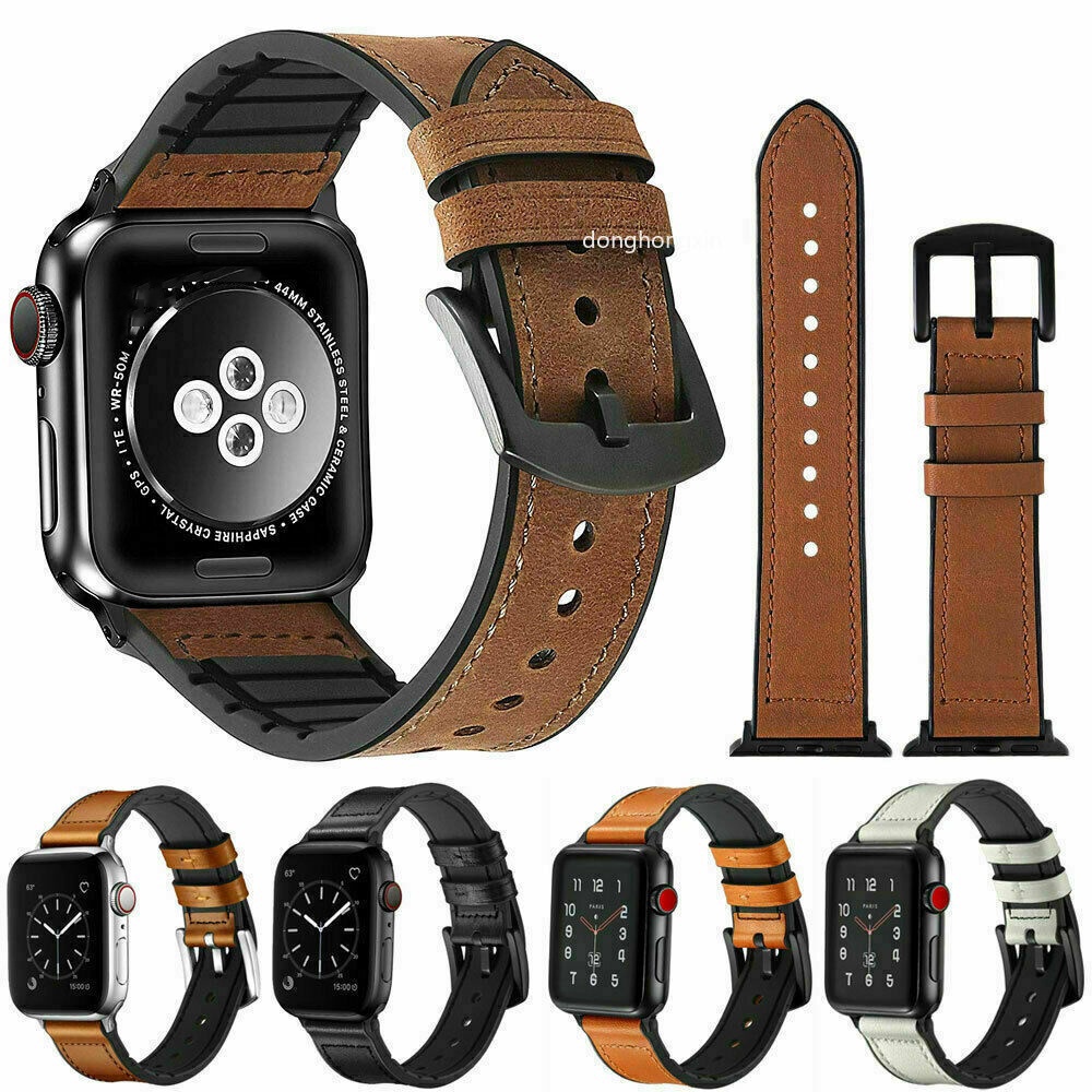 Dây Đeo Bằng Da Cho Đồng Hồ Thông Minh Apple Watch 7 6 5 4 3 2 1 SE 41 42 44 45mm