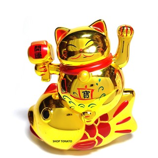MÈO THẦN TÀI, MÈO MAY MẮN MANEKI NEKO Y11012 CAO 14CM SỬ DỤNG PIN