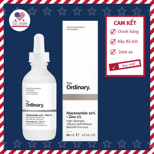 Tinh chất mờ thâm Mụn: NIACINAMIDE 10% + Zinc 1% | The Ordinary