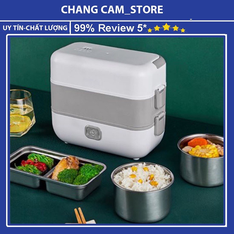 Hộp cơm cắm điện văn phòng 2 tầng 4 bát inox giữ nhiệt, hâm nóng và tự nấu chín nhỏ gọn,tiện lợi,dễ mang theo