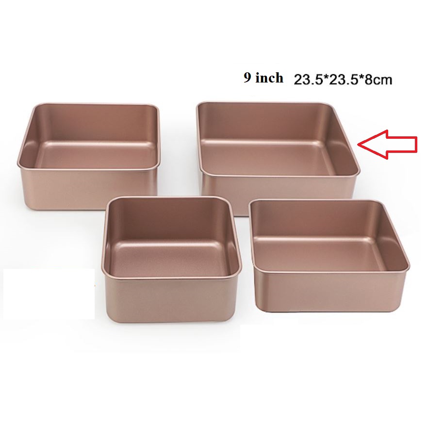 Khay/khuôn vuông nướng bánh chống dính sâu lòng size 7inch 8inch 9inch
