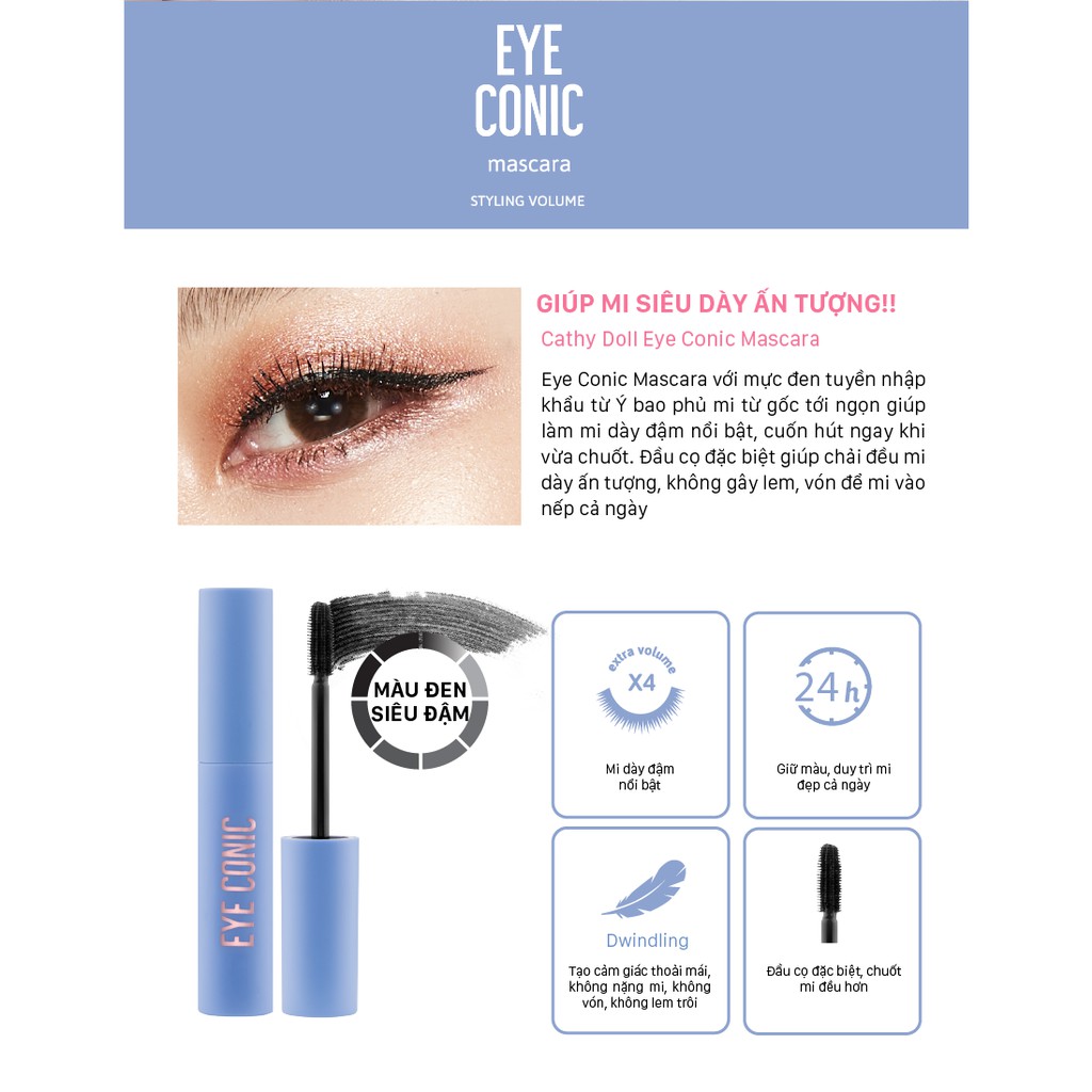 Mascara dày mi Cathy Doll Eye Conic Mascara 9g