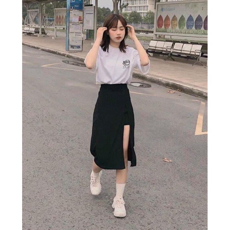 Chân váy xẻ lưng thun kèm quần | BigBuy360 - bigbuy360.vn
