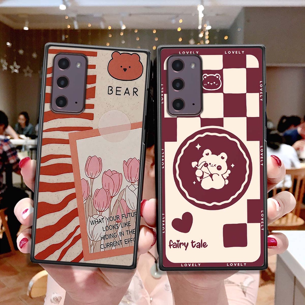 Ốp Samsung Note 20 Ultra gấu Bear rick caro vuông thời trang siêu đẹp