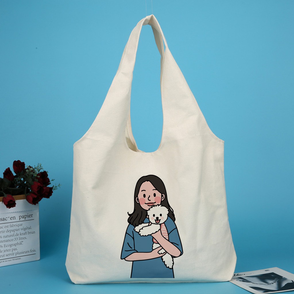 Túi Tote Cô Gái Chụp Ảnh - Cầm Túi - Dễ Thương Đi Học Đi Chơi