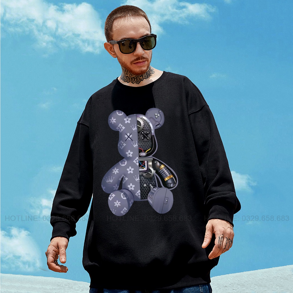 Áo Nỉ, Áo Sweater Bear LV Nam Nữ Phong Cách Cá Tính, Chất Nỉ Bông Dày Dặn Size M, L, XL
