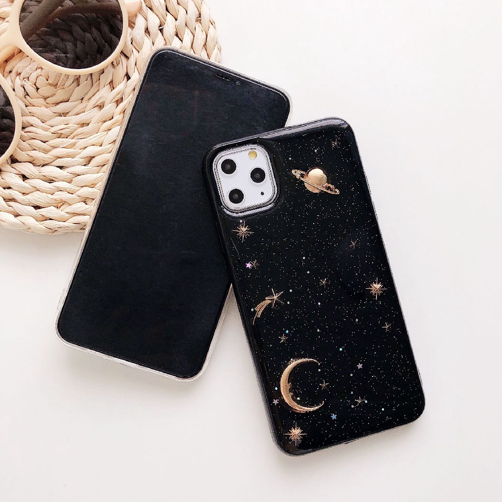 Ốp điện thoại hình bầu trời sao vàng 3d cho iphone 5/5s/6/6s/6plus/6s plus/7/8/7plus/8plus/x/xs/xs max/11/11pro max | BigBuy360 - bigbuy360.vn