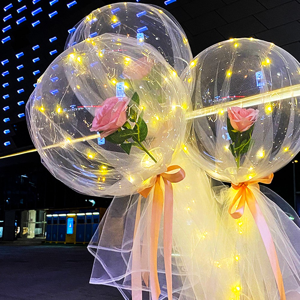 Bộ Bong Bóng Trái Tim Bobo Có Đèn LED Phát Sáng Trang Trí Tiệc