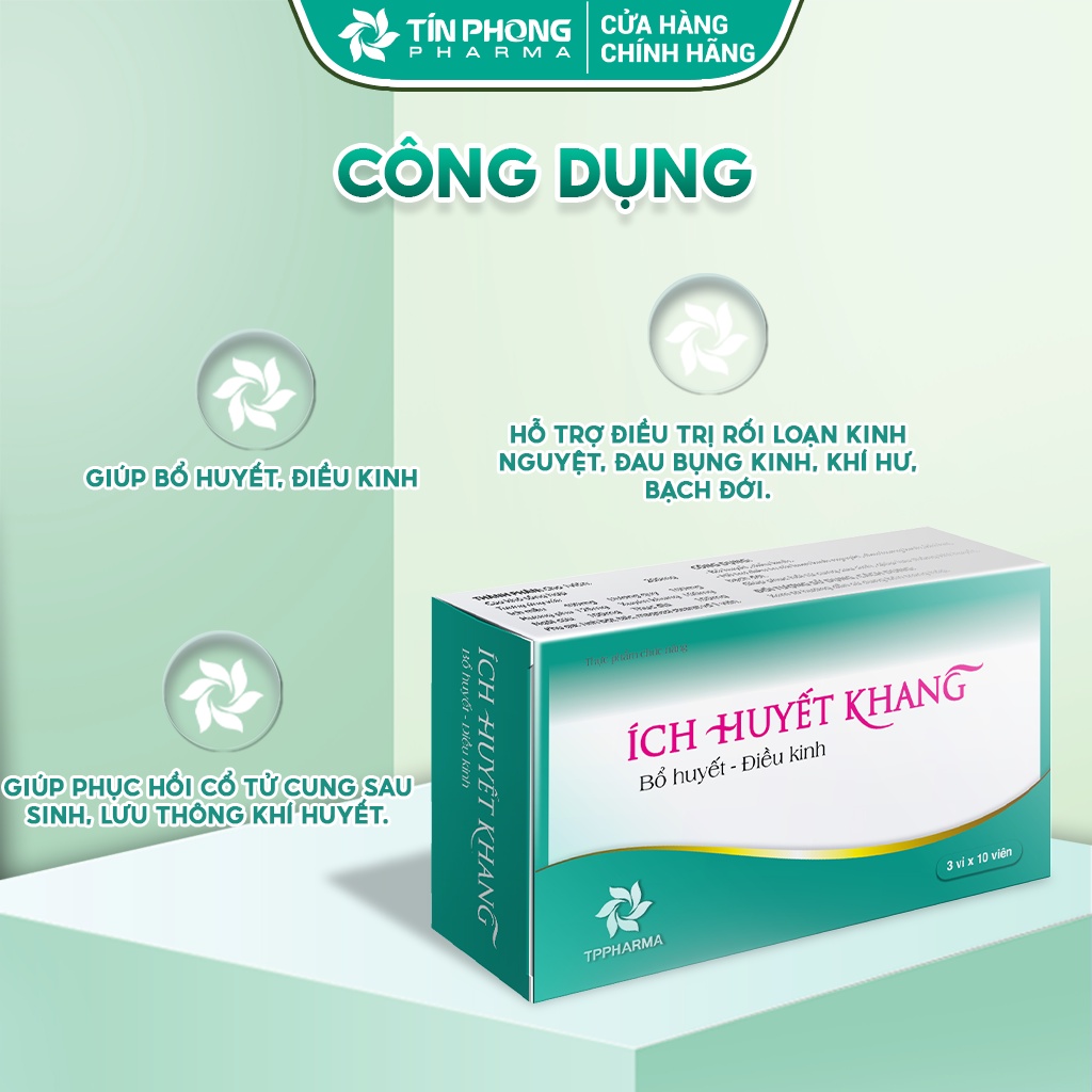 Viên Uống Giảm Rối Loạn Kinh Nguyệt Không Đều, Đau Bụng Ích Huyết Khang, Bổ Huyết Điều Kinh An Toàn Hộp 30 Viên TTP002