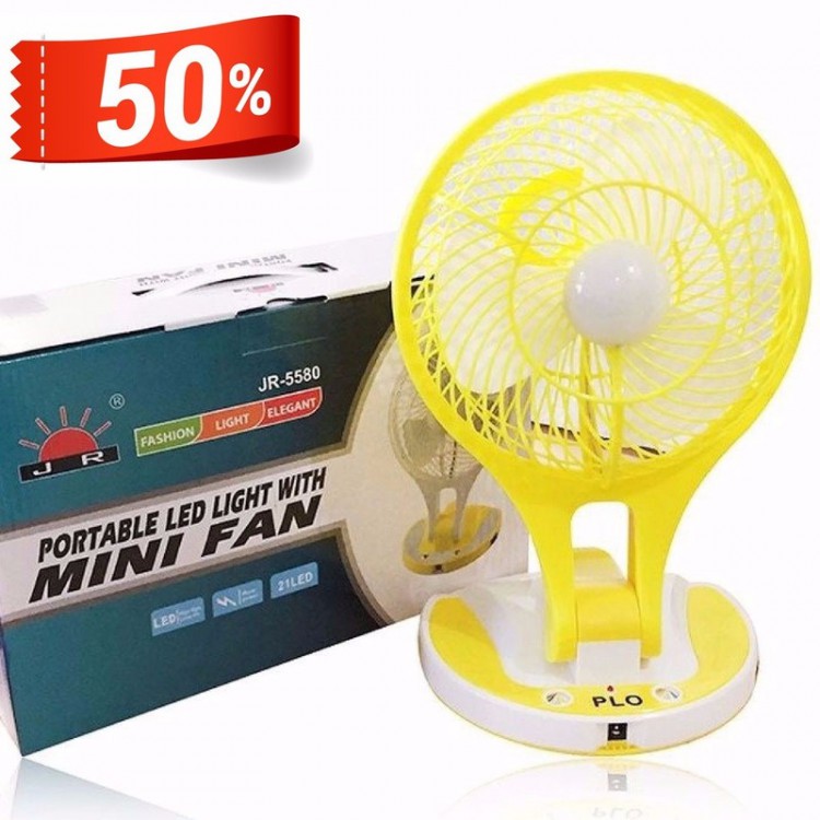 ⚡ Hạ Nhiệt Mùa Hè ⚡ Quạt Sạc Tích Điện MINI FAN JR-5580 -DC2190 - Quạt Sạc Mini Đèn Led 2 chế độ sáng