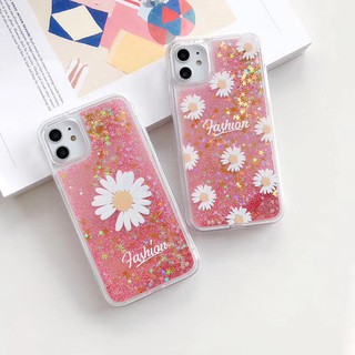 Ốp điện thoại họa tiết hoa kim tuyến nước màu hồng cho IPHONE 7 8PLUS X XS XR XSMAX 11 11PRO 11PROMAX