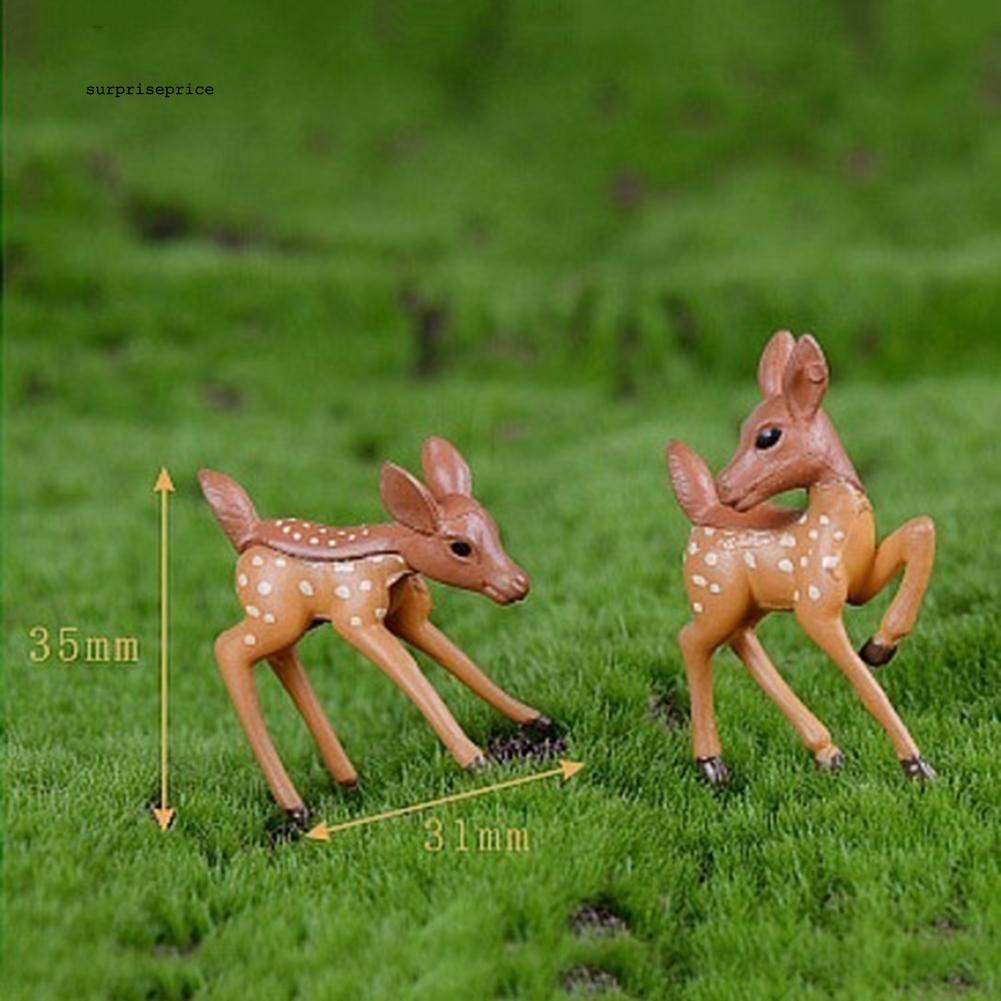 Set 2 mô hình chú hươu sao mini bằng nhựa PVC dễ thương
