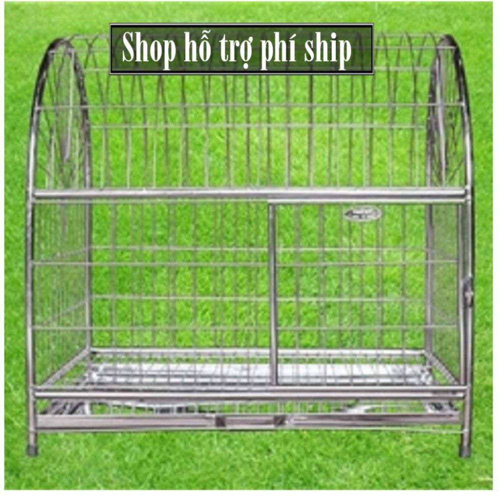 Chuồng chó mèo inox mái vòm và mái vuông Lồng inox xịn tặng kèm khay hứng inox