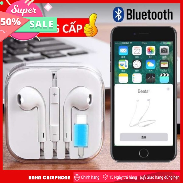 [Bảo Hành 12th] Tai Nghe Lightning Iphone 7-7 Plus-8-8 Plus-X-Xr-Xs Max-11 - Tự Động Kết Nối Bluetooth -Chất Lượng Cao