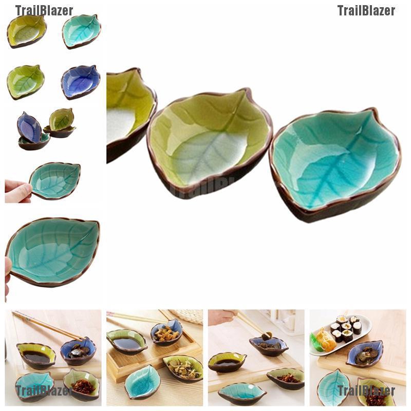 Đĩa đựng thức ăn bằng gốm sứ hình chiếc lá xinh xắn