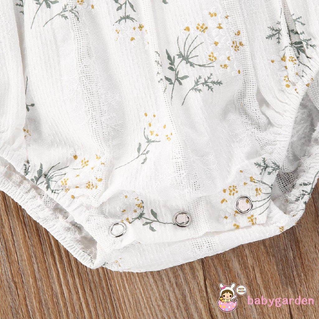 Bộ áo liền quần họa tiết hoa kèm băng đô đính nơ đáng yêu cho bé gái