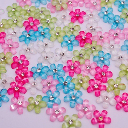 Set 20 phụ kiện hoa nhựa 10mm đính trang trí móng nghệ thuật