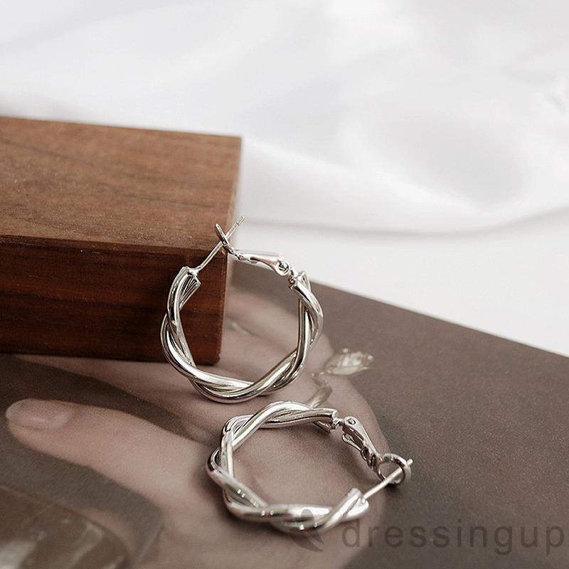 DRESSINGUP-Bông tai hình tròn màu sắc tinh tế thời trang cho nữ