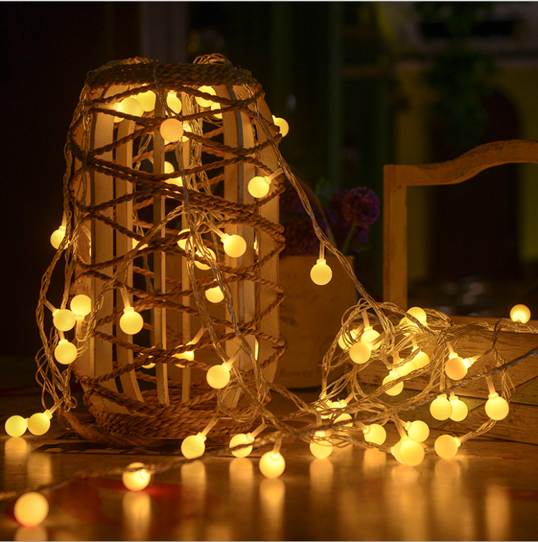 Dây đèn led pha lê trong suốt màu sắc tươi sáng ấm áp dùng trang trí (chạy bằng pin AA)