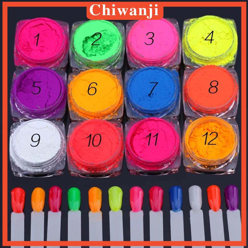 Bột Nhũ Kim Tuyến 12 Màu Sắc Tùy Chọn Trang Trí Móng Tay Nghệ Thuật