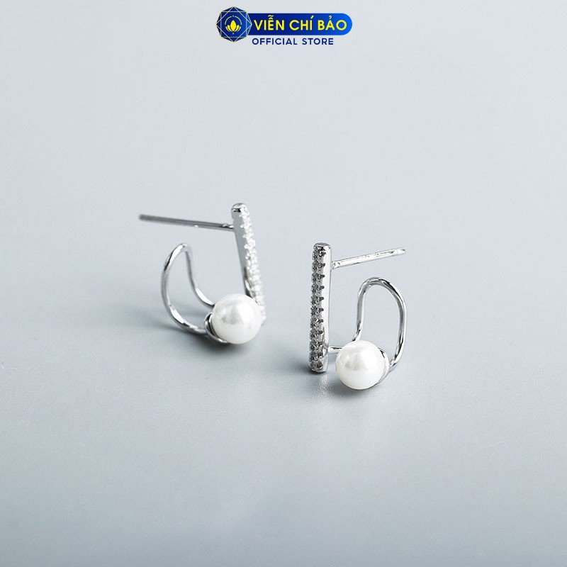 Khuyên tai bạc nữ Hạt châu đính đá chất liệu bạc 925 thời trang phụ kiện trang sức nữ Viễn Chí Bảo B400600