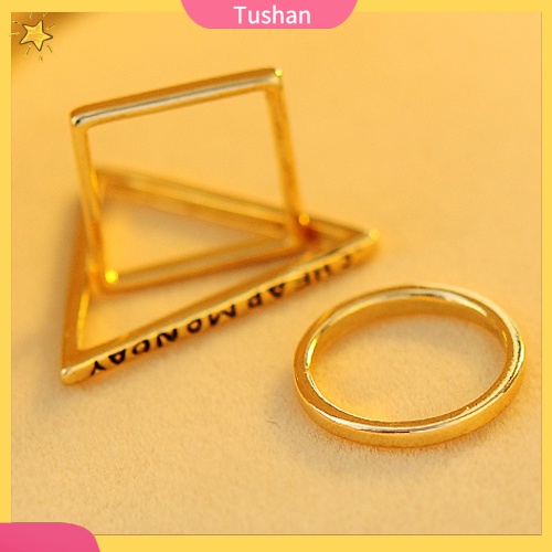 Set 3 nhẫn đeo tay kim loại đính đá dễ thương cho nữ