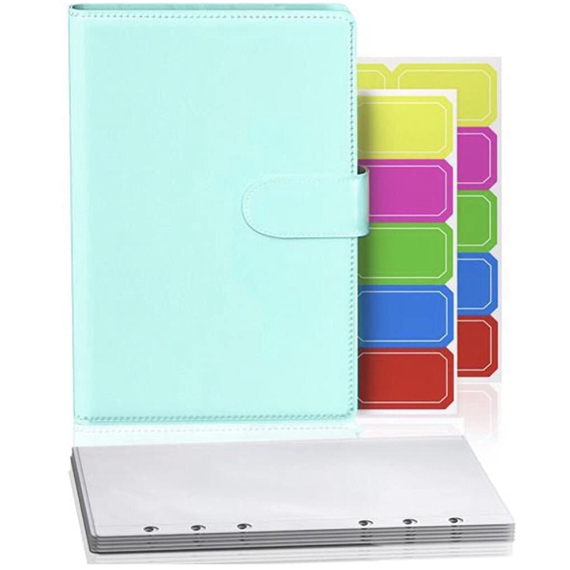 Set budget binder với túi bao khổ A6 có túi đựng tiền xu màu xanh lam