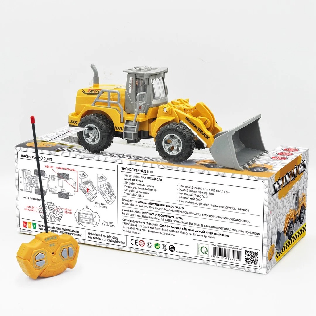 Đồ Chơi DUKA: Máy Xúc Lật Gàu - Điều Khiển Từ Xa DK81094