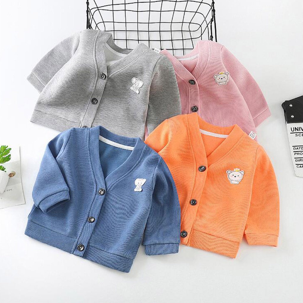 Áo khoác cardigan dệt kim màu trơn thời trang xuân thu cho bé