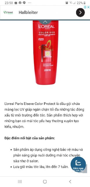 Dầu gội giữ màu tóc nhuộm loreal Thái Lan