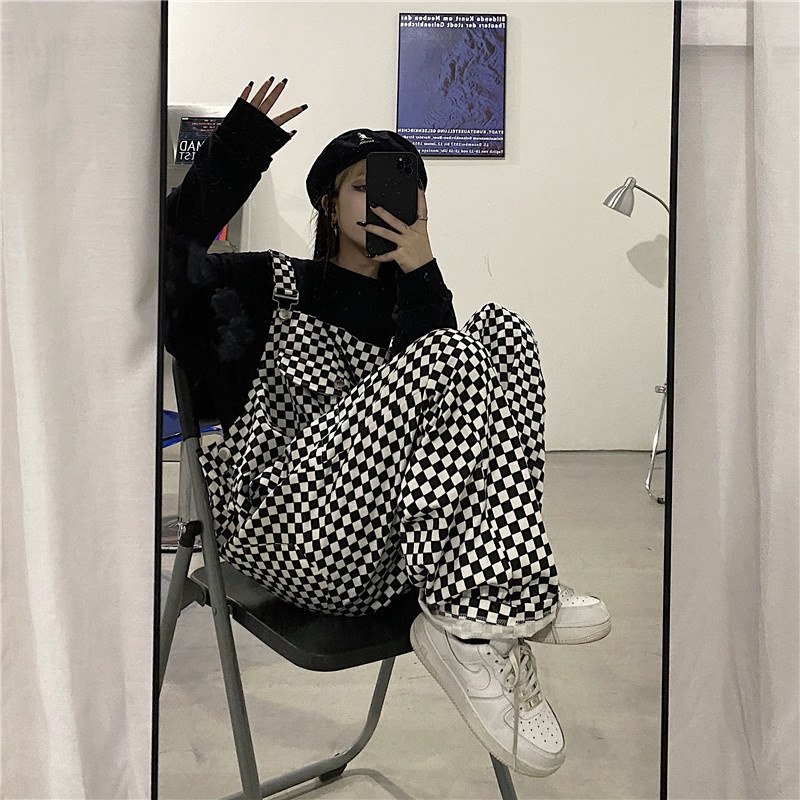 [ORDER]- Quần yếm họa tiết ô bàn cờ phong cách Ulzzang (Y40)