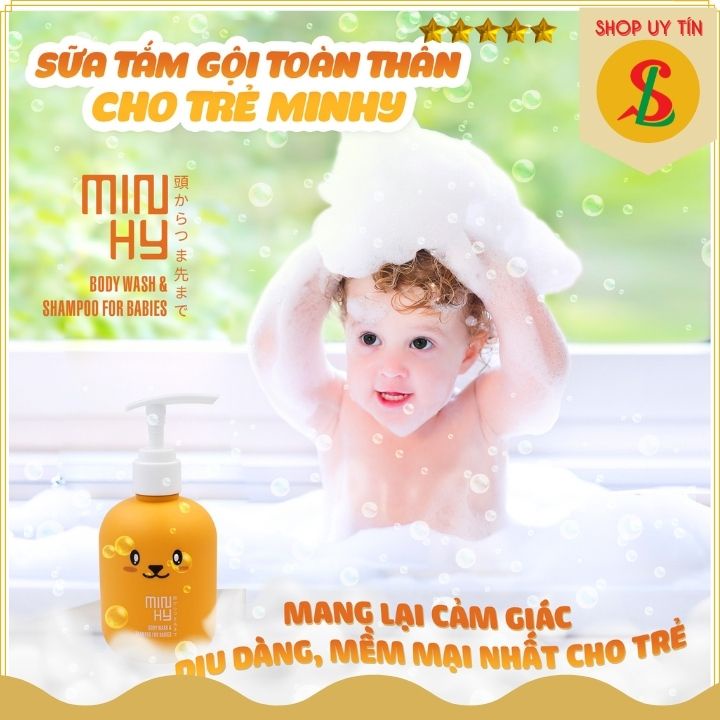 Sữa tắm gội cho bé, dầu gội thảo dược MINHY, sữa tắm gội toàn thân làm mềm da và không cay mắt bé 250ml NPP Songliemshop