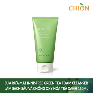 Sữa Rửa Mặt Innisfree Green Tea Foam Cleanser Làm sạch sâu và Chống Oxy hóa Trà Xanh 150ml - Hàn Quốc Chính Hãng