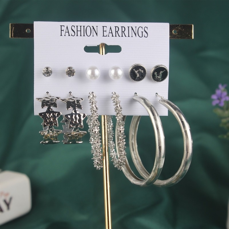 Bộ Khuyên Tai Tròn Lớn Đơn Giản Đính Ngọc Trai Nhân Tạo Cho Nữ