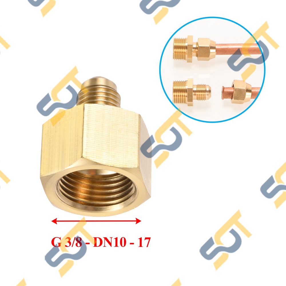 [HÀN ỐNG ĐỒNG 6-8-10] Ren trong G3/8 (17) nối côn lồi cho điện lạnh &amp; khí nén (Brass Flare Male Connector) - Rắc co NPT