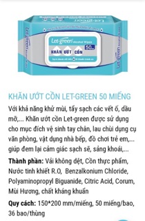 Khăn ướt cồn Let-Green 50 miếng/bao