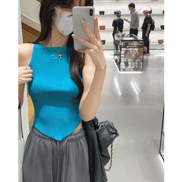 Áo Hai Dây Thêu Họa Tiết Tam Giác Không Tay Cho Nữ