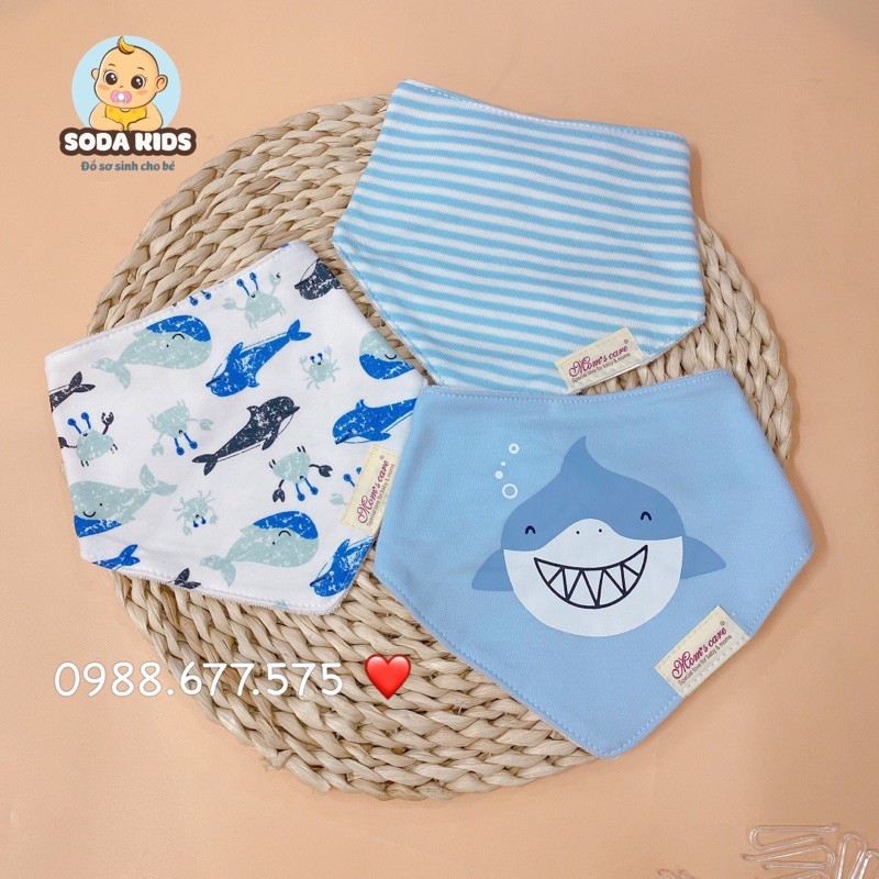 Set 3 yếm tam giác momcare khuy bấm cho bé