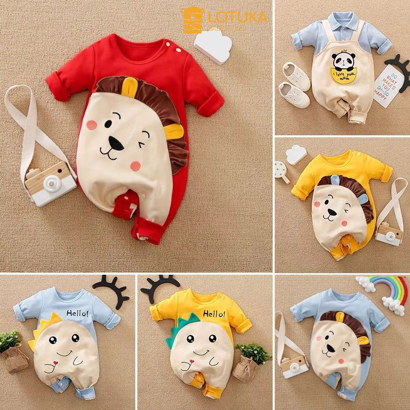 Body Dài tay cho Bé Trai Bé Gái mẫu quần áo trẻ em hình thú chất Cotton xịn mịn từ 3-12kg