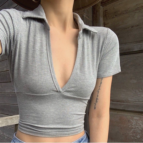 Áo Croptop Tay Ngắn Cổ Chữ V Quyến Rũ Thời Trang Hè Cho Nữ Size S-3Xl | BigBuy360 - bigbuy360.vn