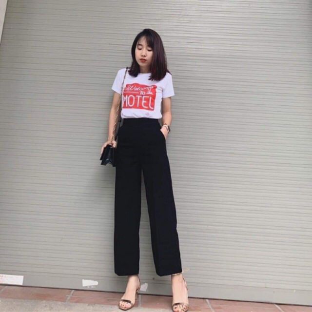 Quần suông ống rộng cúc trước 94cm/Quần culottes 94cm phong cách Ulzzang