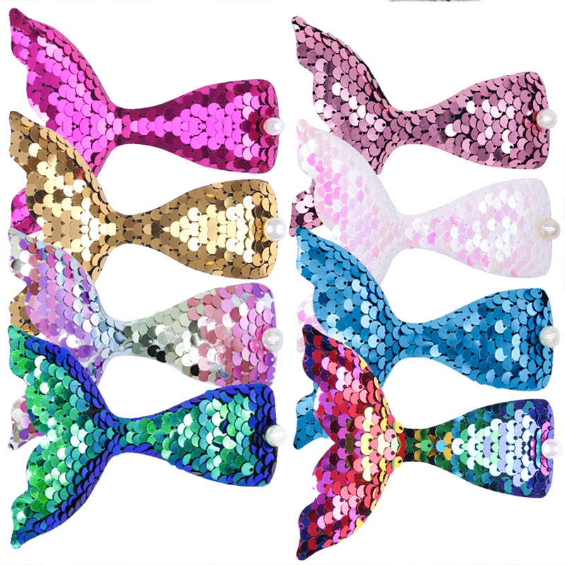 Kẹp tóc sequin hình nàng tiên cá phong cách Hàn Quốc dễ thương cho bé