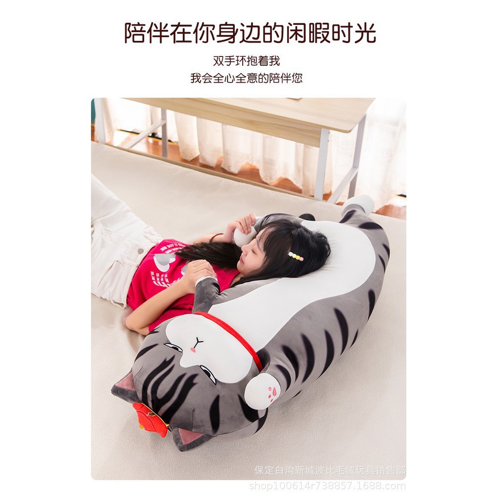 Gối Ôm Mèo Hoàng Thượng Hàng Nhập Size 70cm- 1m- 1m2- 1m4- 1m5, Gấu Bông Mèo To Và Dài, Hàng Đẹp Y Hình
